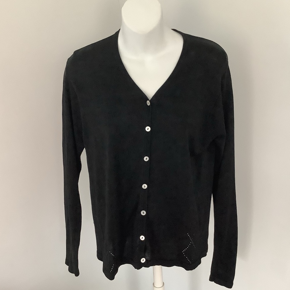 Kevo Black Silk Buttondown Cardigan Sz. L